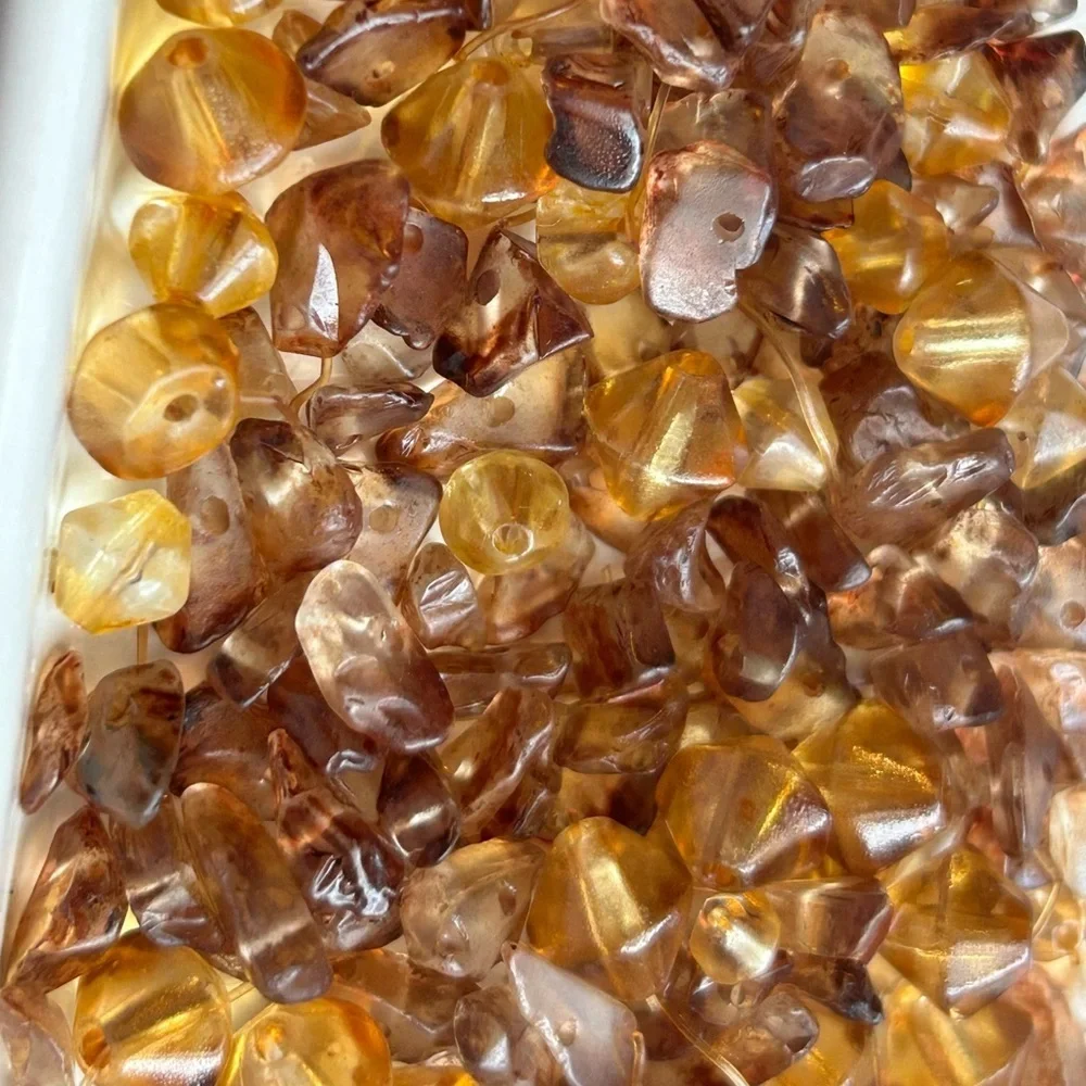 Vintage Amber Acrylic Lucite Nugget Beads DIY Jewelry Making Supplies Craft Lot - Picture 5 of 12